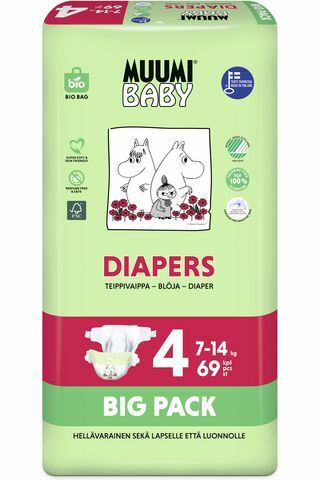 Plenky jednorázové 4 Maxi 7-14kg Big Pack 69ks Baby Muumi