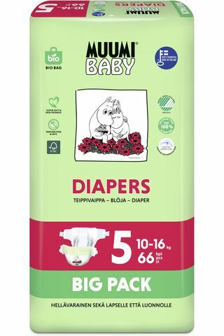 Pleny jednorázové 5 Maxi + 10-16kg Big Pack 66ks Baby Muumi