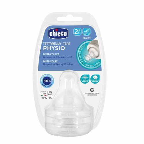 CHICCO Dudlík na láhev Perfect 5 silikon, střední průtok 2 m+, 2 ks