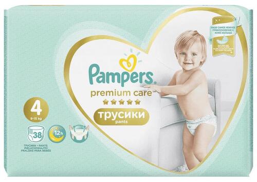 Kalhotky plenkové Premium Care Pants 4 MAXI 9-14kg 38ks Pampers