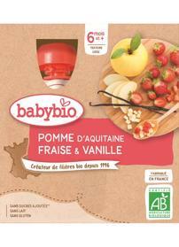 4x BABYBIO Kapsička jablko jahoda vanilka 90g