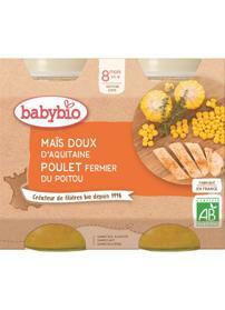 BABYBIO Menu skladká kukuřice s kuřecím masem 2 x 200 g