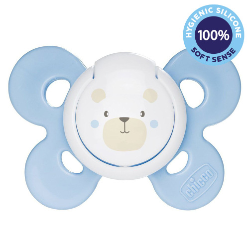 CHICCO Dudlík Physio Comfort silikonový chlapec - méďa 1 ks, 0-6 m