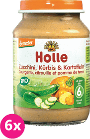 6x HOLLE Bio Cuketa a dýně s bramborem - zeleninový příkrm, 190 g