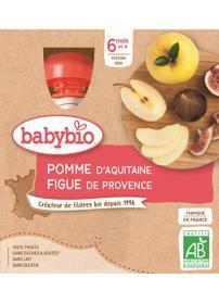 BABYBIO Jablko fík (4x 90 g) - ovocný příkrm