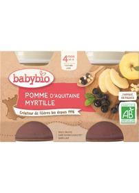 BABYBIO Příkrm jablko borůvky (2x 130 g)