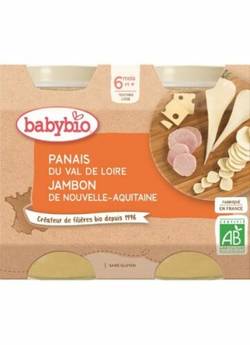 BABYBIO Příkrm pastinák šunka gruyere - maso-zeleninový příkrm (2x 200 g)