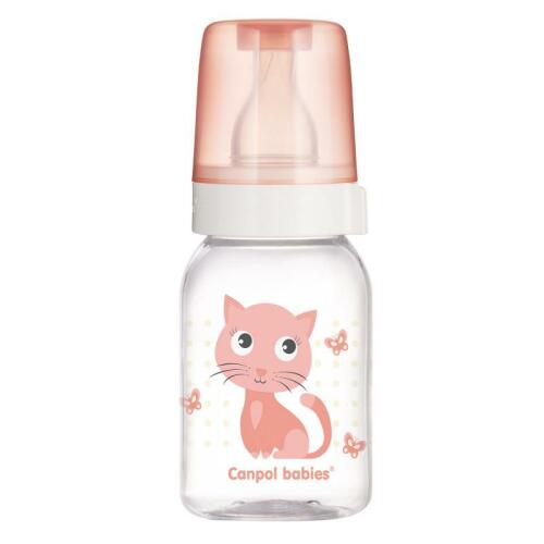 CANPOL BABIES Lahev s potiskem Cute Animals 120 ml - růžová