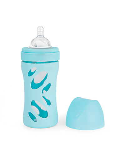 TWISTSHAKE Láhev kojenecká Anti-Colic skleňená 260 ml - pastelově modrá