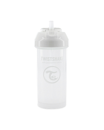 TWISTSHAKE Lahev netekoucí s brčkem 360 ml 6m+ pastelově bílá