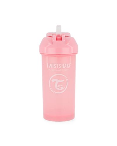 TWISTSHAKE Lahev netekoucí s brčkem 360 ml 6m+ pastelově růžová