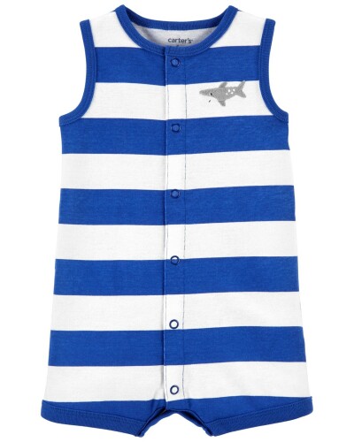 CARTER'S Overal letní Blue Stripe Shark chlapec 3 m, vel. 62