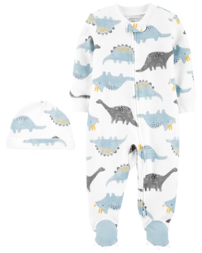 CARTER'S Set 2dílný overal na zip Sleep&Plays, čepice Dino chlapec LBB PRE, vel. 46