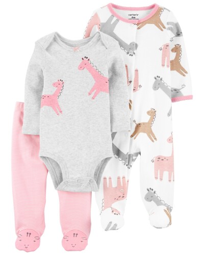 CARTER'S Set 3dílný overal na druky, polodupačky, body dl. rukáv Giraffe dívka LBB PRE, vel. 46