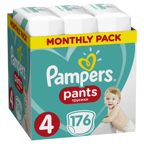 Měsíční zásoba plenkových kalhotek ActivePants 4 MAXI 9-15kg 176ks Pampers