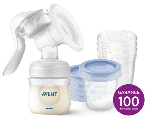 Philips AVENT Odsávačka mateřského mléka manuální + VIA 180 ml 5 ks