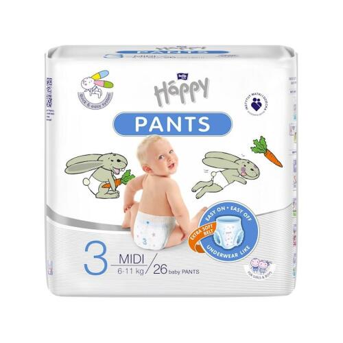 BELLA HAPPY Pants Midi dětské plenkové kalhotky (6-11 kg) 26 ks