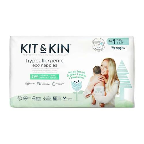 KIT & KIN eko plenky, velikost 1 (40 ks), 2-5 kg