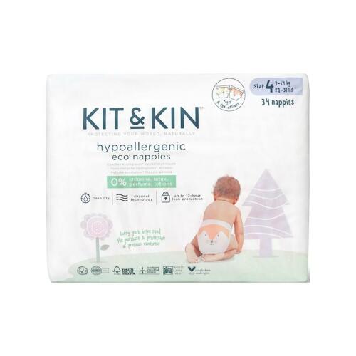 KIT & KIN eko plenky, velikost 4 (34 ks), 9-14 kg