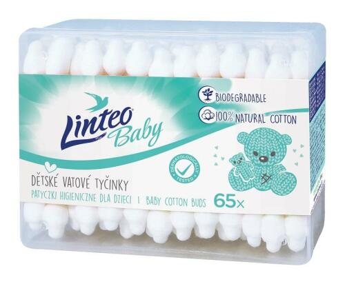 LINTEO BABY Papírové vatové tyčinky box (65 ks)