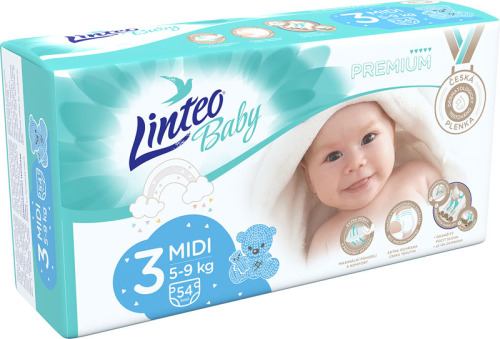 LINTEO BABY Plenky Baby Prémium MIDI (5-9 kg) 54 ks