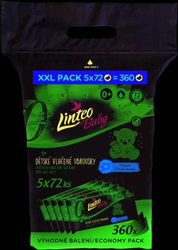 LINTEO BABY Ubrousky vlhčené s měsíčkem lékařským XXL Pack 5x72 ks