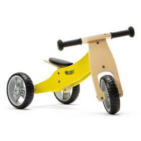 NICKO Dřevěné odrážedlo 2v1 mini tříkolka - žluté