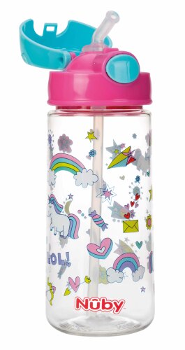 NUBY Láhev sportovní netekoucí s brčkem 530 ml, růžová, 4+