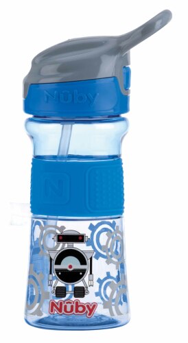 NUBY Láhev sportovní s měkkým sklápěcím brčkem 360 ml, modrá, 3+