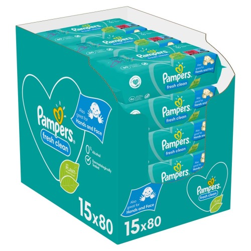 PAMPERS Fresh Clean Baby Dětské Čisticí Ubrousky 15 Balení = 1200 ks