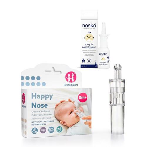 PETITE&MARS Odsávačka hlenů Happy Nose + Nosatko Sprej Nosko 30 ml
