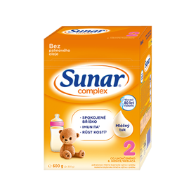 SUNAR Complex 2 pokračovací kojenecké mléko (+ mnoství x600 g)