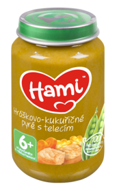 HAMI Hráškovo-kukuřičné pyré s telecím (200 g) maso-zeleninový příkrm