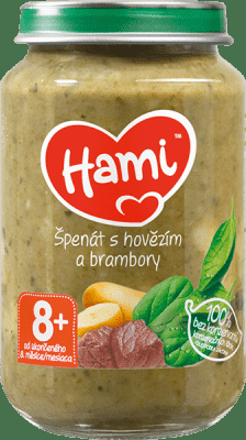 HAMI Špenát, brambory a hovězí (200 g) - maso-zeleninový příkrm