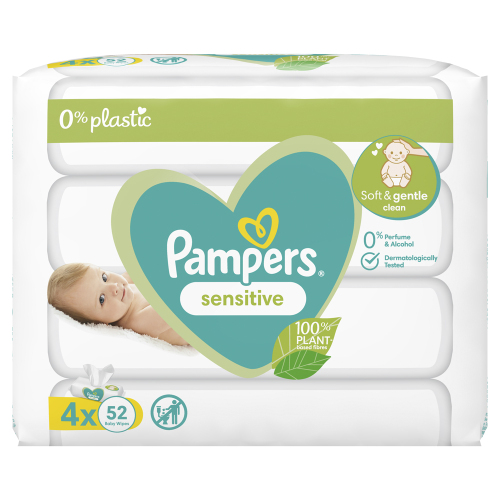 PAMPERS Sensitive Ubrousky vlhčené 4 balení = 208 ks
