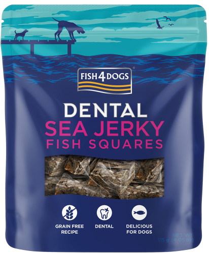 FISH4DOGS Dentální pamlsky pro psy mořská ryba - čtverečky 115 g