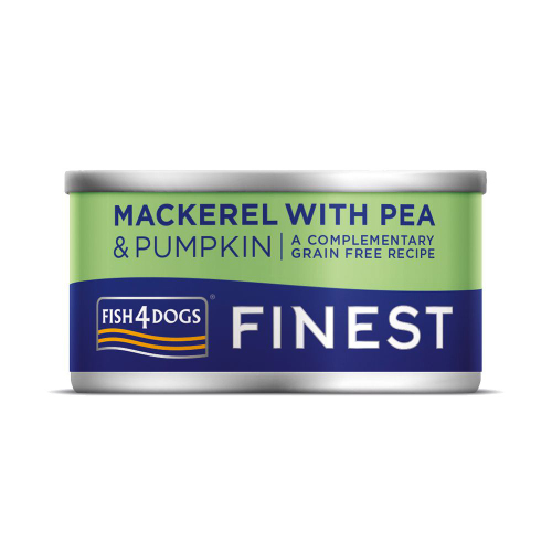 FISH4DOGS Konzerva pro psy Finest s makrelou, dýni a hráškem  85 g