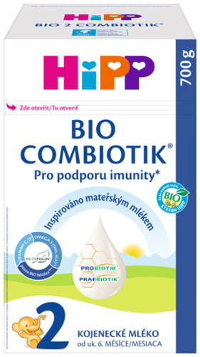 HiPP 2 BIO Combiotik pokračovací mléčná kojenecká výživa , od uk. 6. měsíce, 700 g