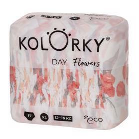 KOLORKY DAY Pleny jednorázové eko, květiny XL (12-16 kg) 17 ks