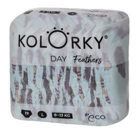 KOLORKY DAY Pleny jednorázové eko, peří L (8-13 kg) 19 ks