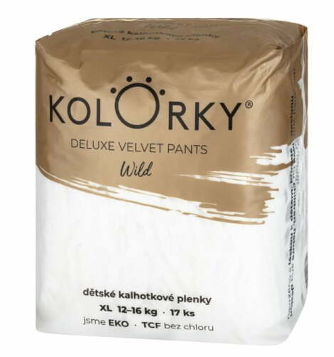 KOLORKY DELUXE VELVET PANTS Wild Kalhotky plenkové jednorázové eko XL (12-16 kg) 17 ks