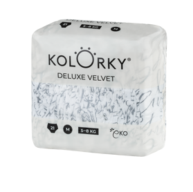 KOLORKY DELUXE VELVET Pleny jednorázové eko se sametovým povrchem M (5-8 kg) 21 ks