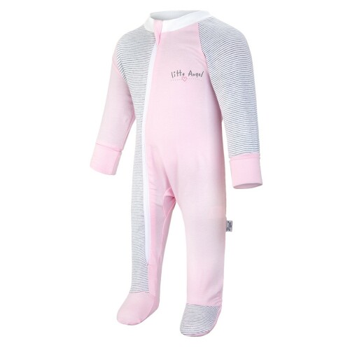 LITTLE ANGEL Overal tenký DR Outlast® 92 růžová baby/pruh bílošedý melír