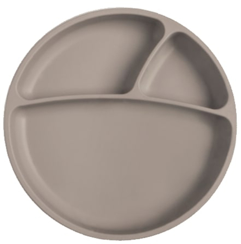 MINIKOIOI Talíř dělený silikonový s přísavkou - Grey