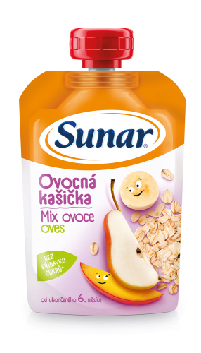 SUNAR Kapsička ovocná kašička mix ovoce ovesné vločky 120 g