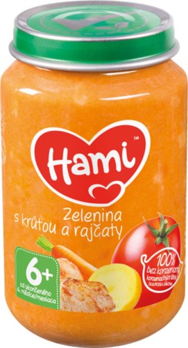 HAMI Zelenina s krůtou a rajčaty (200 g) - maso-zeleninový příkrm