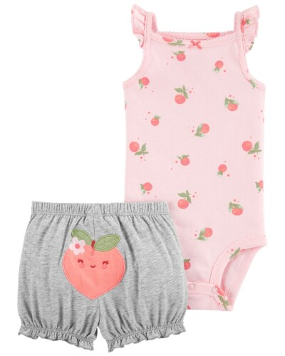 CARTER'S Set 2dílný body na ramínka, kraťasy Pink Peach holka NB/vel. 56