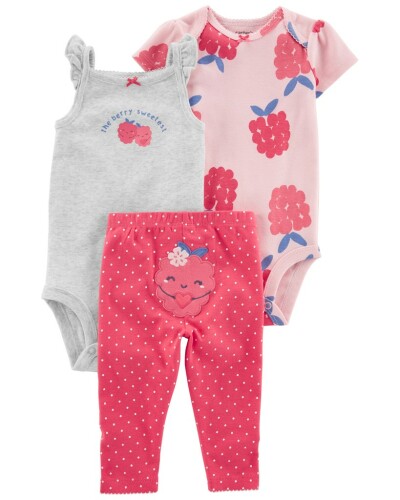 CARTER'S Set 3dílný legíny, body kr. rukáv, body na ramínka Pink Raspberry holka 3m