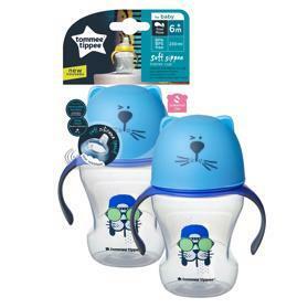 TOMMEE TIPPEE Hrnek s pítkem Soft 230ml 6m+ Blue