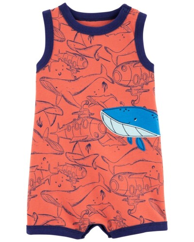 CARTER'S Overal letní Orange Whale kluk NB